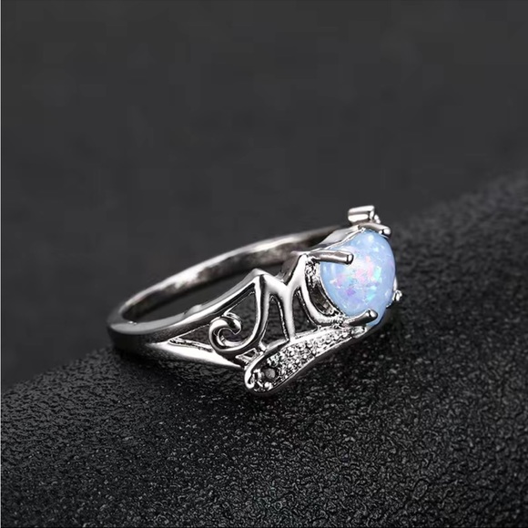 New 925 Silver MOM Delicate Opal Heart With MOM Letter Sweet Finger Ring - Picture 6 of 7
